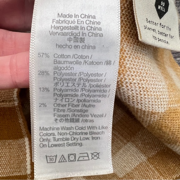 Madewell Hannah gingham apron top mustard yellow and cream checkered small B140 - Picture 5 of 6